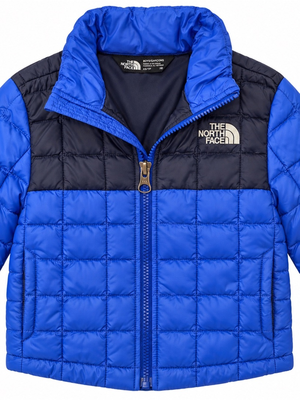 The North Face Boys Puffer Jacket XS 6 Blue Navy Colorblock Quilted